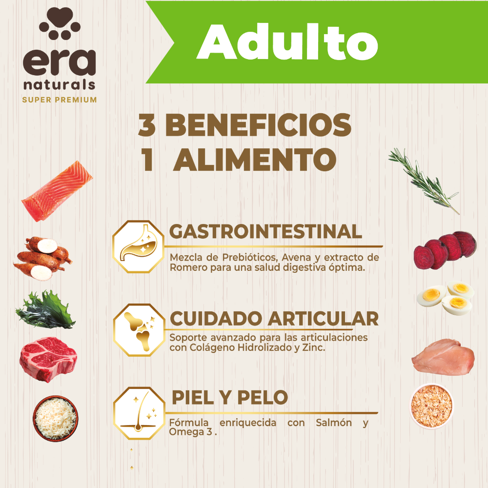 Era Naturals Adulto Raza Mediana y Grande Alimento Super Premium