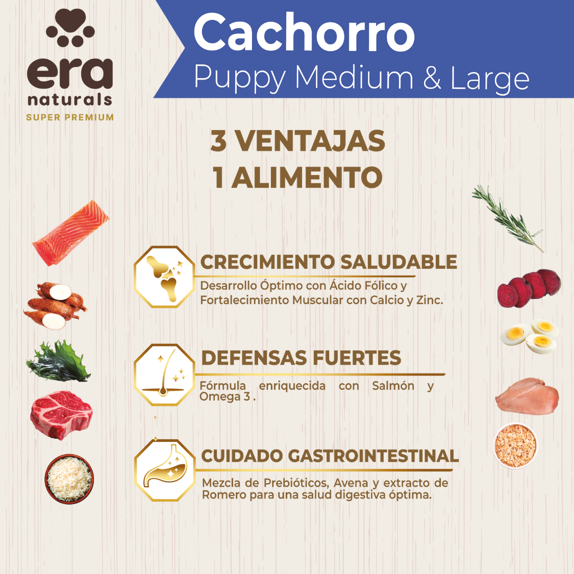 Era Naturals Cachorro Raza Mediana y Grande Alimento Super Premium