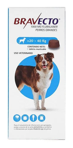 Bravecto Para Perro De 20 A 40 Kg - 1000 Mg  - Antipulgas y Garrapatas